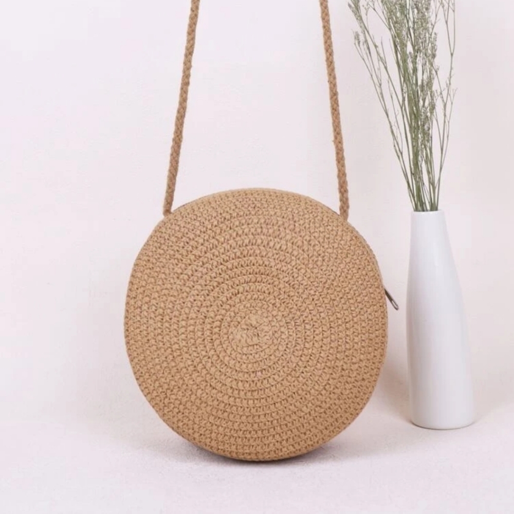 Rattan woven summer crossbody purse. Brand new!